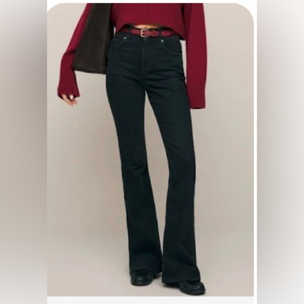 Reformation Margot high rise flare jeans womens 26 black festival western